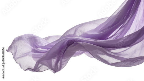 Cuadro en lienzo Flowing sheer lavender fabric with soft folds, isolated on transparent backgroun