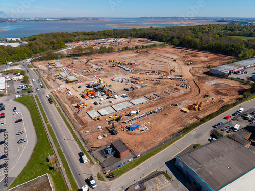 Fotografía Construction site of new build housing on brownfield site because of a housing s