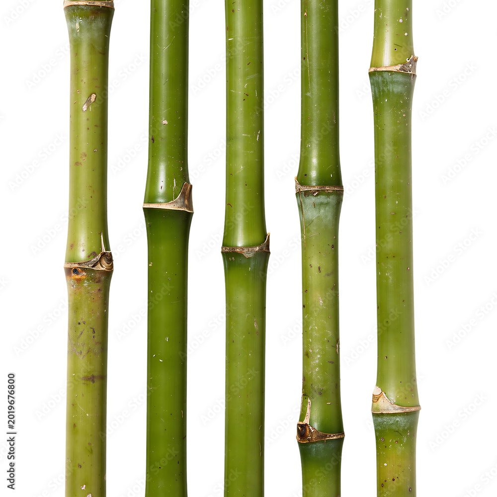 Fototapeta premium Green Bamboo Stalks Isolated on Transparent Background PNG