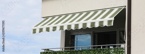 Obraz na plátně Close up outdoor automatic sliding canopy retractable roof system, patio awning