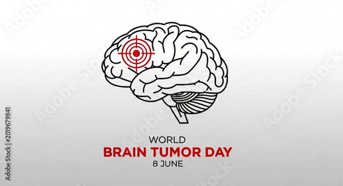 World Brain Tumor Day Illustration with Brain and Target Icon