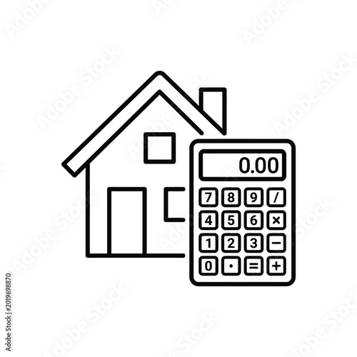 Quadro su tela House and Calculator Mortgage or Construction Cost Icon