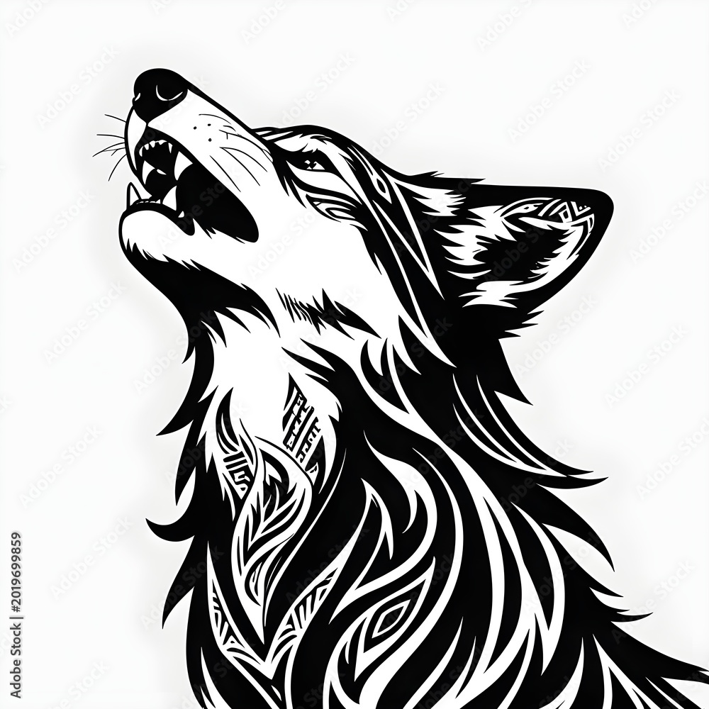 Obraz premium wolf head vector illustration on white background