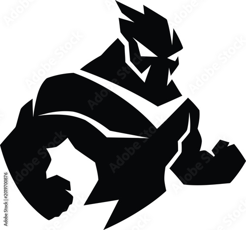 Фотография Aggressive muscular monster silhouette menacing powerful pose vector illustratio