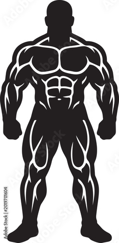 fitness silhouette with muscle balance, workout icon vector, healthy body symbol