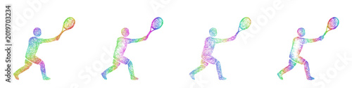 Foto Multicolored sketch tennis backhand icon design set
