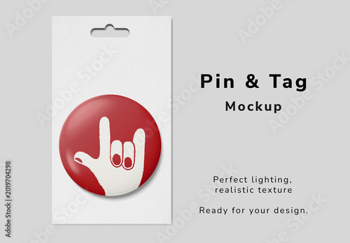 Realistic Pin Tag Mockup Design PSD