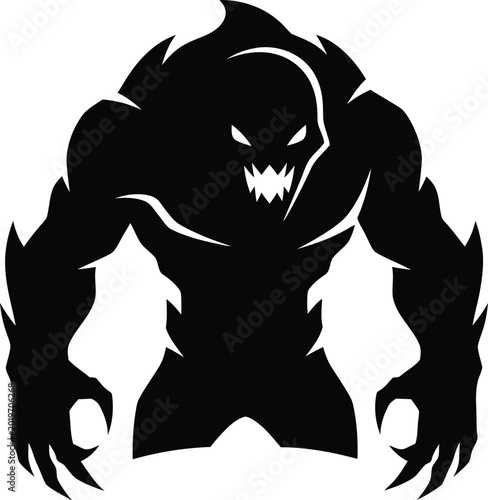 Tableau sur toile Menacing silhouette of a powerful monstrous creature vector illustration