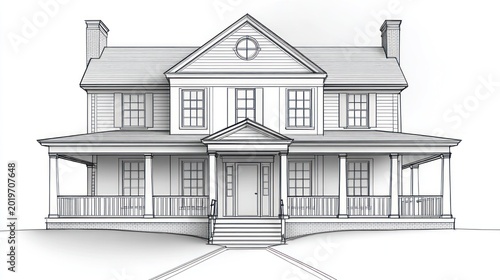 Sketch of a classic American house