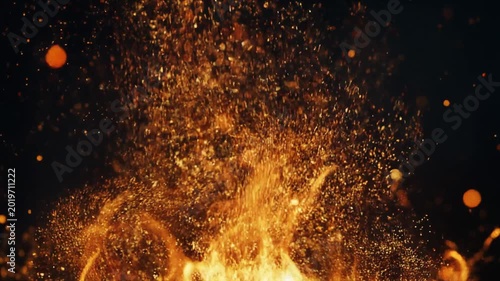 Abstract Fire Particles Motion Background – Glowing Sparks and Embers Cinematic Animation