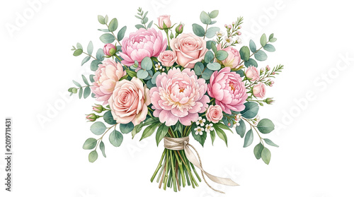 Pink Roses and Peonies Bouquet