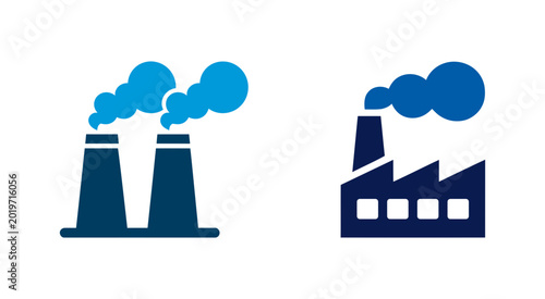 Industrial factory icons showing air pollution
