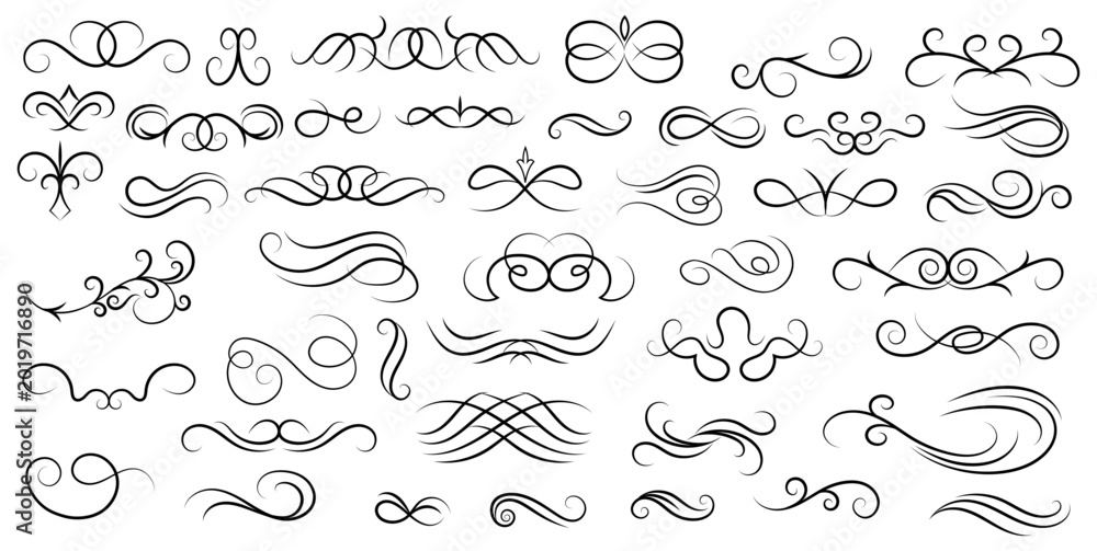 Naklejka premium Abstract Floral Swirl Ornament Collection Decorative Design Elements