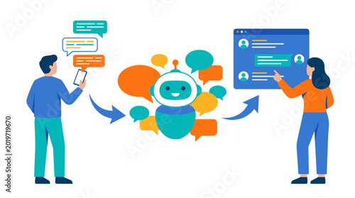 Artificial intelligence chatbot conversing with people through messaging applications.