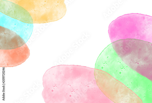 Fotografie Soft watercolor shapes in pastel hues drifting across a gentle textured expanse