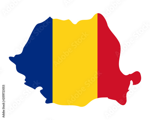 Tableau sur toile Flag of Romania in the form of a simplified map of this country