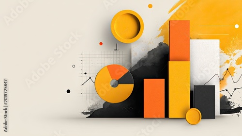 Colorful Abstract Data Visualization with Charts and Graphical Elements