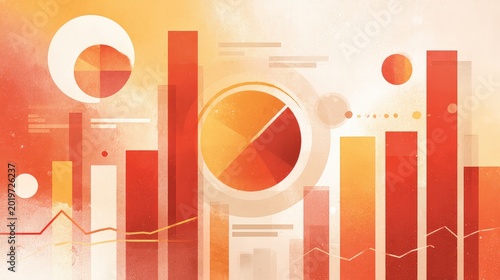 Abstract Data Visualization in Warm Tones with Geometric Shapes