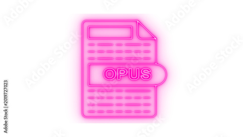 Bild auf Leinwand Colorful neon opus file format icon for audio coding and digital sound storage a