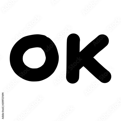 Hand made OK writing icon isolated on white background