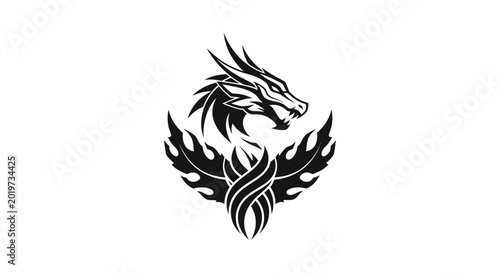 Tribal Dragon Tattoo Design - Black and White