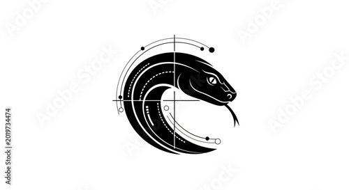Abstract Snake Logo Design, Stylized Serpent Icon, Minimalist Black and White Graphic