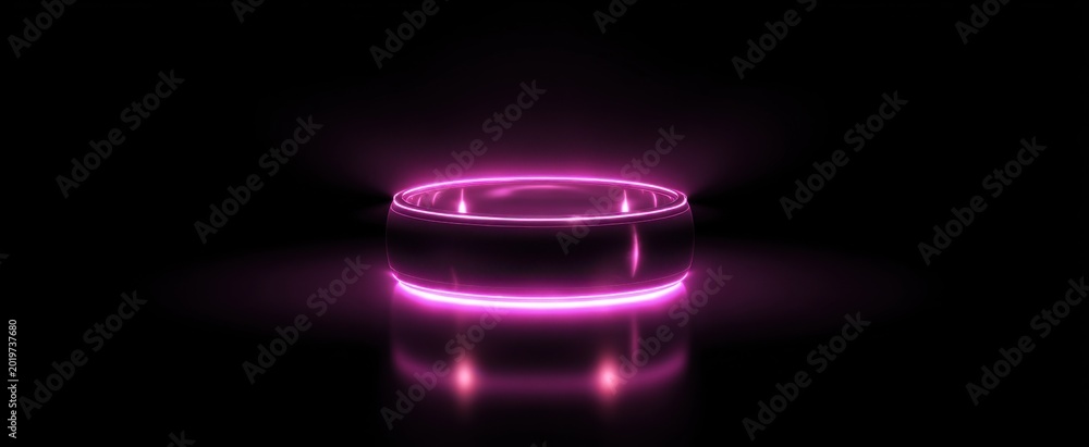 Fototapeta premium A mesmerizing glowing magenta ring evokes wonder and mystery for a sci-fi gateway portal effect.