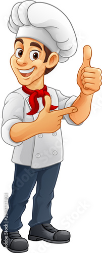A chef, baker or cook carto...