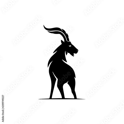 Slika na platnu Stand goat on rock logo design inspiration