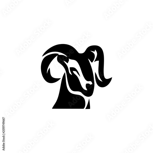 Tableau sur toile silhouette goat head vector logo design template