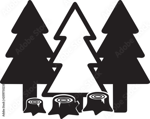 human forest silhouette tree loss pattern, ecology awareness icon vector, environmental damage illustration