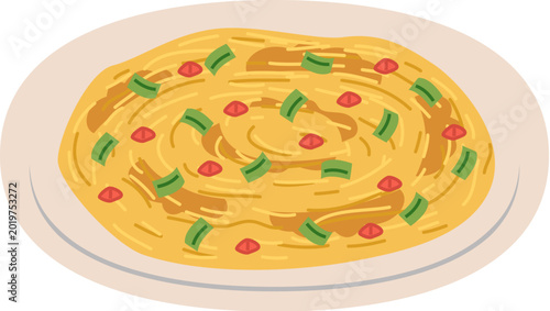 Foto Lunar new year dish omelet with chopped scallions