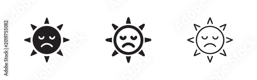 Cuadro en lienzo Sad sun icon set