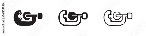 Obraz na płótnie Heavy Duty G-Clamp Icon Set - Clamping Tool for Workshop and Construction Vector