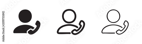 Tableau sur toile Person on phone call icon set, depicting a user or customer service representative in communication