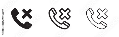 Foto Call ended or rejected phone icon set, symbolizing declined or unavailable communication