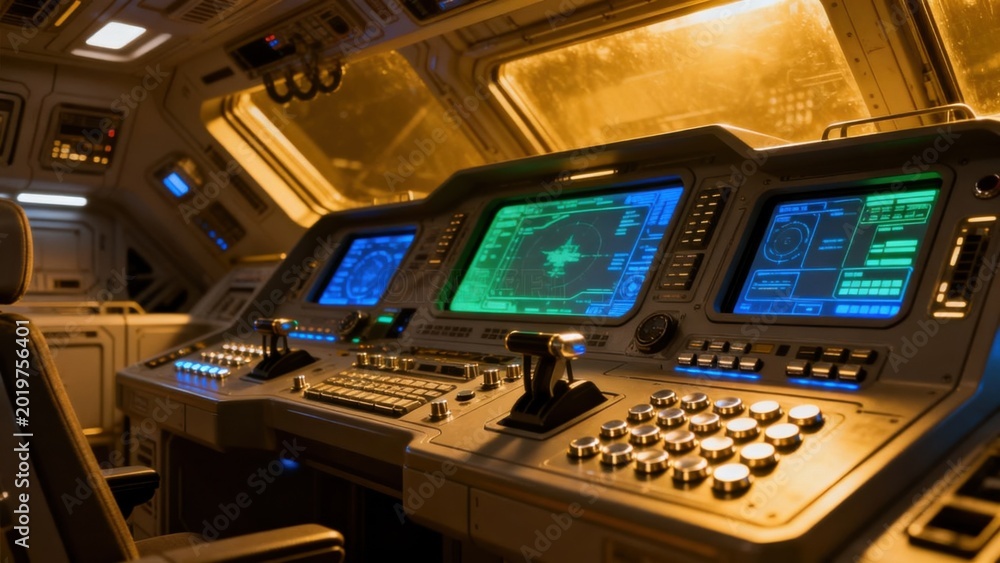 Fototapeta premium Futuristic spacecraft cockpit interior