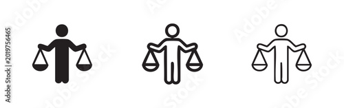 Free Download Person Holding Balance Scales Icon Set - Justice and Law Symbol - GFXLoad