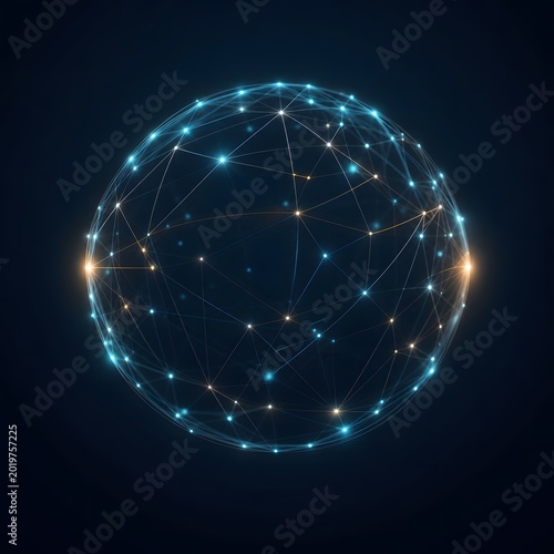 Glowing network connections on a globe.