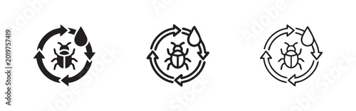Canvastavla Pest control cycle icon set in solid, outline, and thin line styles