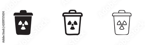 Tableau sur toile Set of radioactive waste bin icons