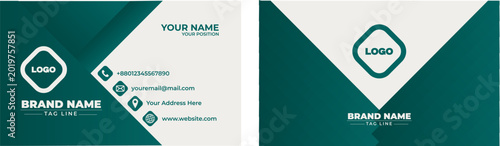 Modern Green Geometric Business Card Template with Clean Corporate Style
