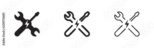 Fotografía Wrench and screwdriver with lightning bolt icon, tools, repair, energy, power