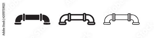 Billede på lærred Pipe connection icon set, industrial plumbing element glyphs, curved pipeline vector illustration