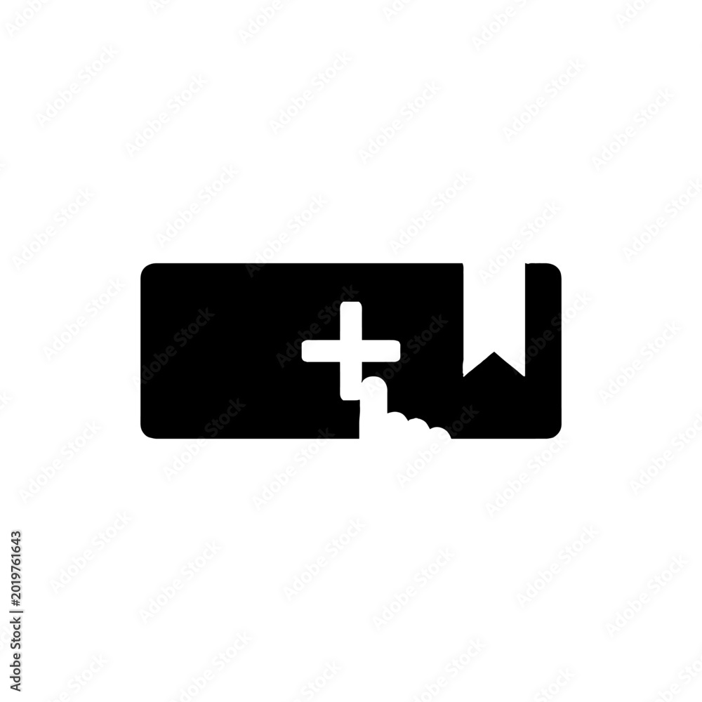 Fototapeta premium Black and white plus sign symbol.