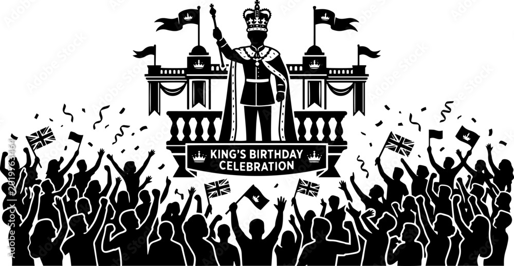 Fototapeta premium King’s Birthday celebration silhouette.