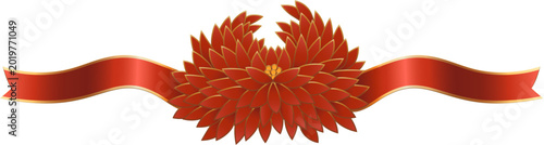 Tableau sur toile Red Chrysanthemum with Ribbon