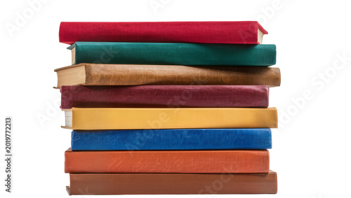 Fotografía Stack of colorful hardcover books, isolated on transparent background
