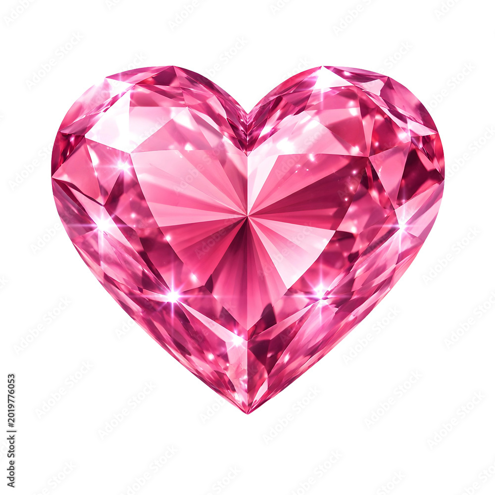 Fototapeta premium Pink Crystal Heart Gem Isolated on White Background Luxury Jewelry Concept
