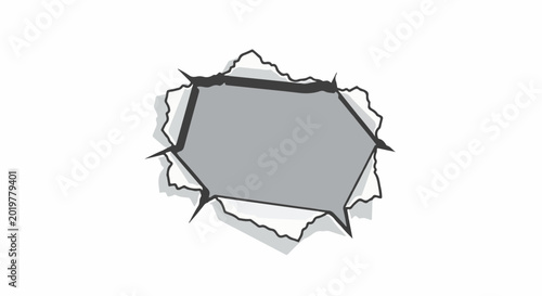Torn paper with jagged edges revealing a gray background, stylized